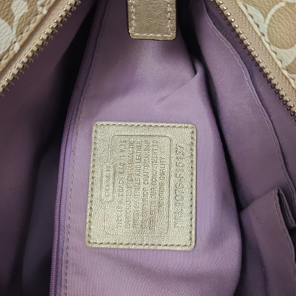 Gorgeous Coach Chelsea Heritage Shoulder bag. Gold, Khaki & Cream EUC - Picture 16 of 16